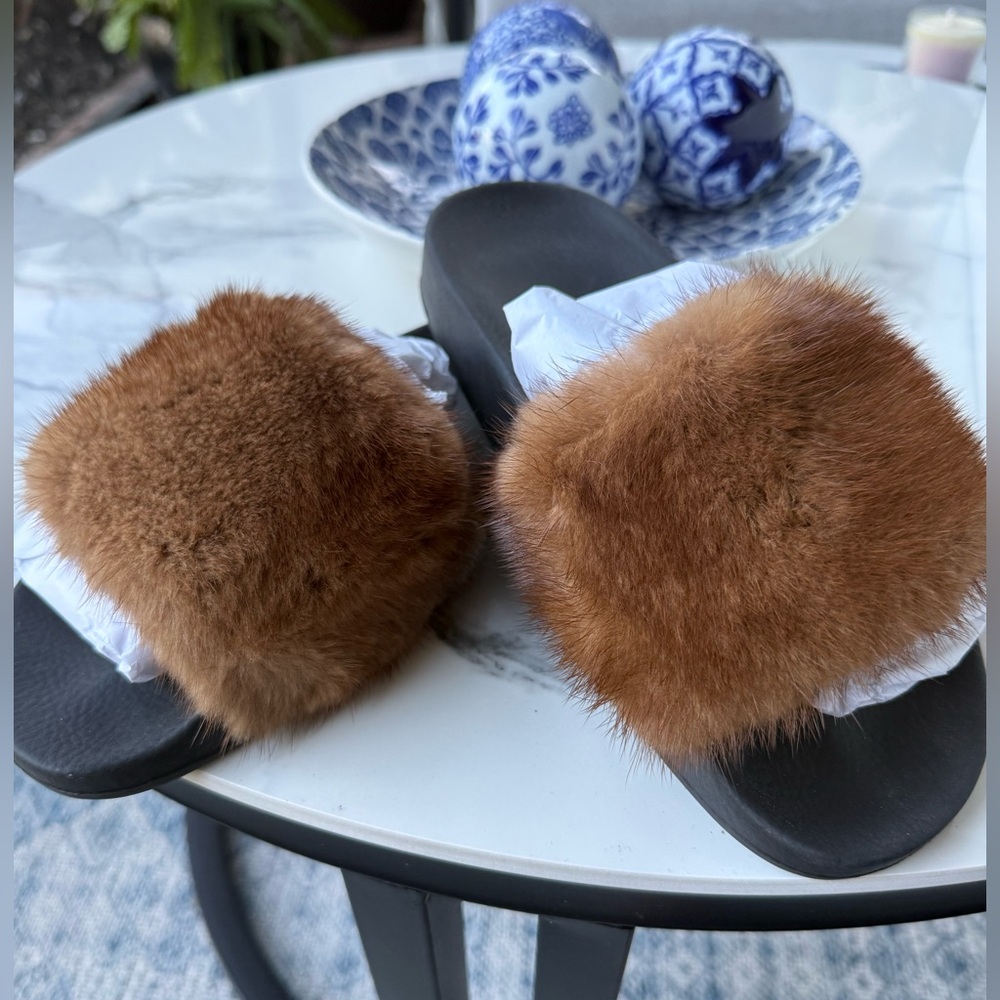 Givenchy Natural Fur Slide Sandals size 7